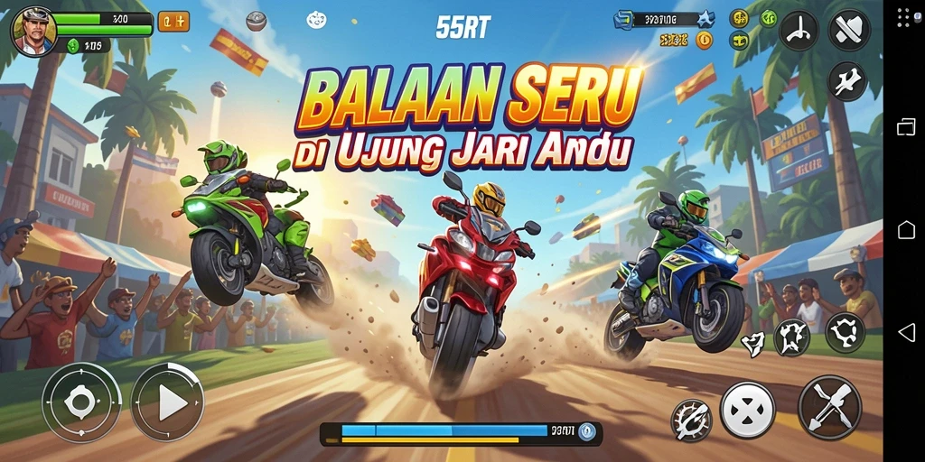 Tampilan gameplay Racing yang intens dan seru di 55RT.