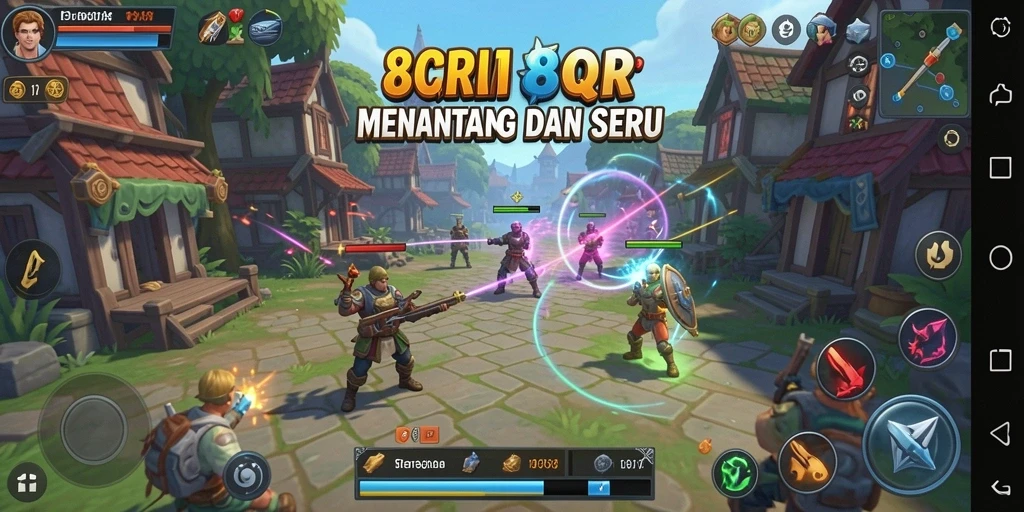 Tampilan menarik dari gameplay strategis 8QR yang menantang.