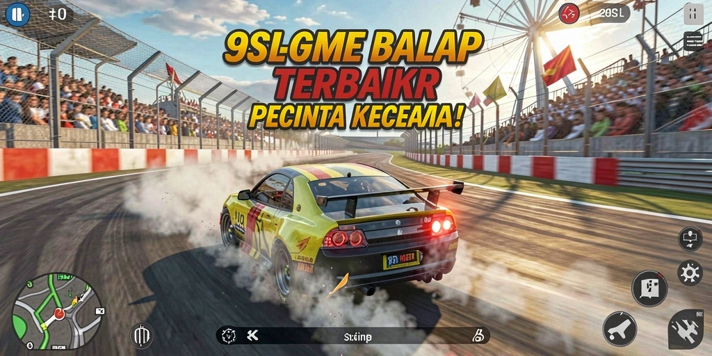 Screenshot gameplay menyajikan aksi balapan yang seru dari game 9SL.
