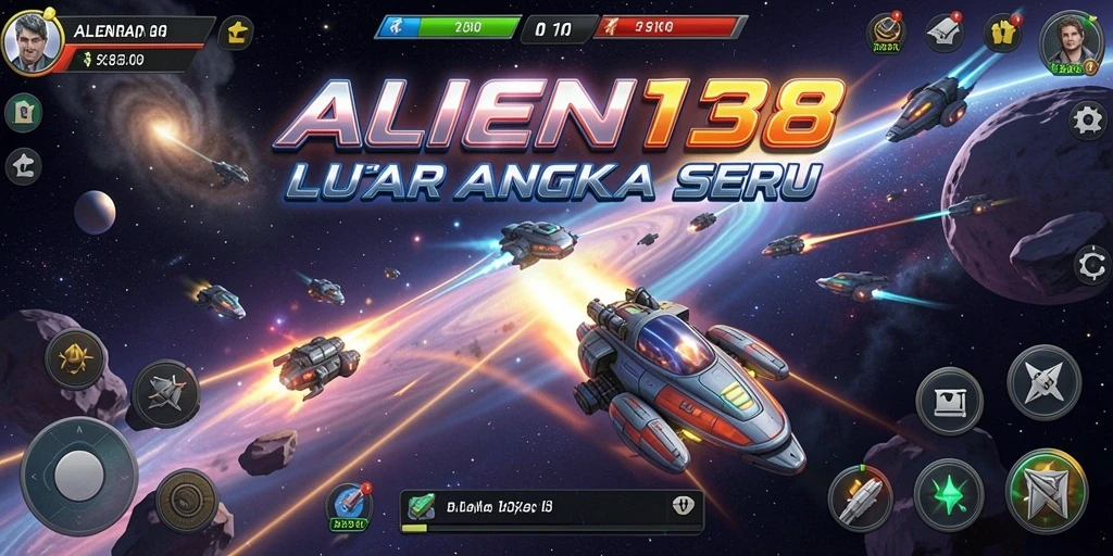 Screenshot gameplay ALIEN138 menampilkan balapan luar angkasa yang seru dan menegangkan.