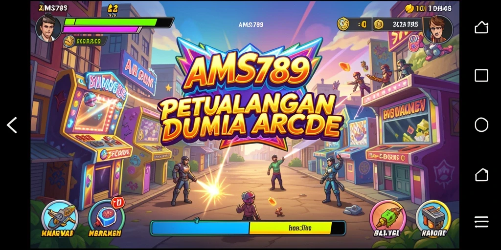 Screenshot utama AMS789 menampilkan action seru dalam gameplay Arcade.