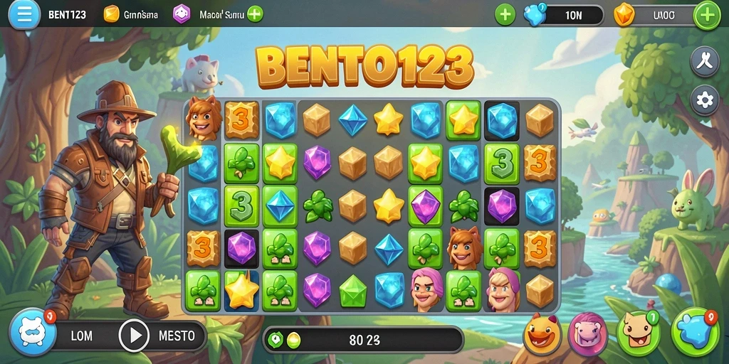 Screenshot BENTO123 menampilkan gameplay seru dalam mencocokkan objek.