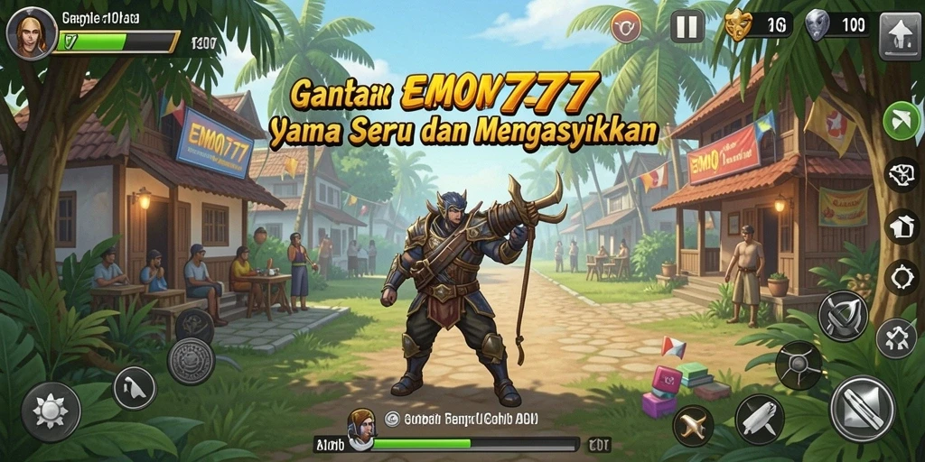 Tampilan gameplay <strong>EMON777</strong> yang ceria dan penuh warna.