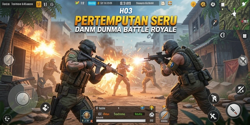 Screenshot HO3 menampilkan intensitas pertarungan dalam permainan Battle Royale.