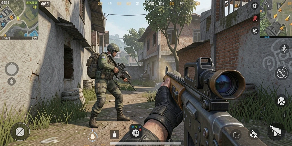 Screenshot dari gameplay KAKRP yang menampilkan aksi tembak-menembak yang intens.