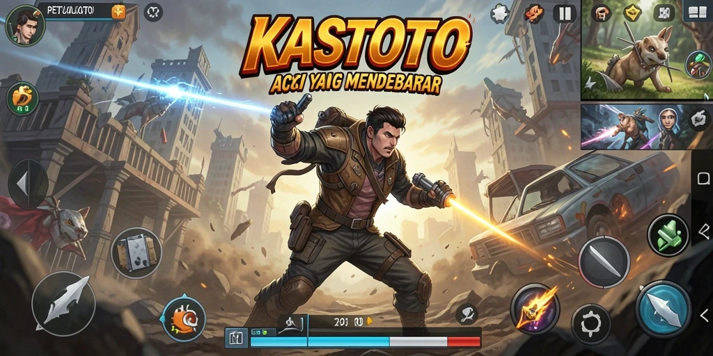 Gameplay KASTOTO yang mendebarkan dan penuh aksi.