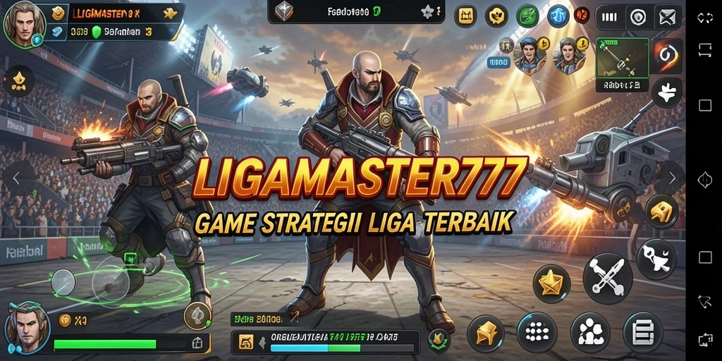 Tampilan gameplay LIGAMASTER77 dengan aksi sepak bola yang seru.