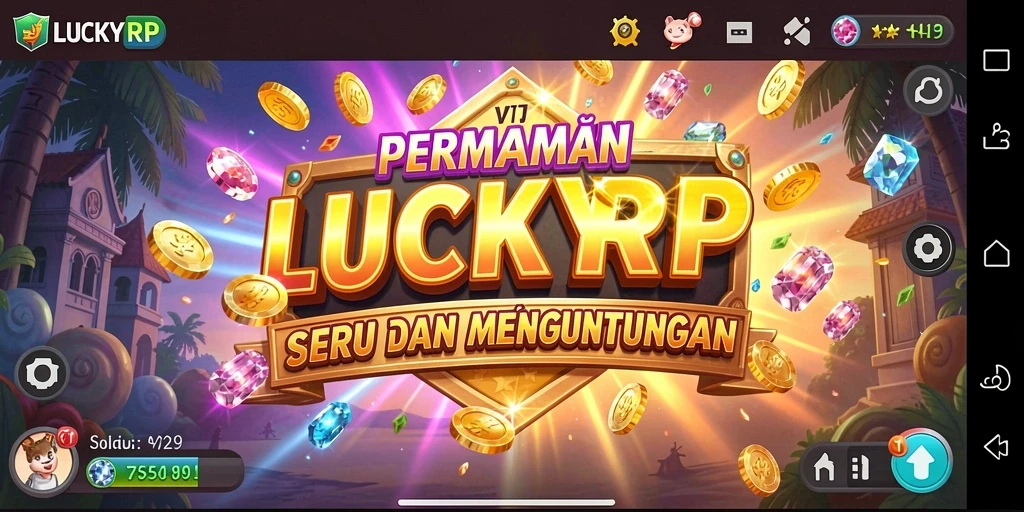 Screenshot menampilkan gameplay seru LUCKYRP pada mesin slot dengan fitur bonus.