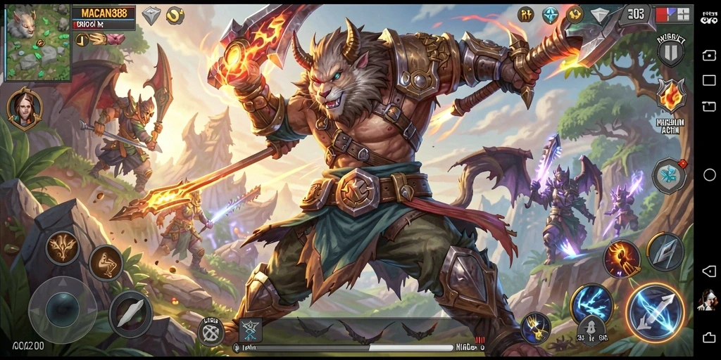 Screenshot gameplay <strong>MACAN388</strong> menampilkan aksi pertarungan yang intens dan grafis luar biasa.