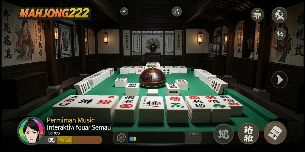 Tampilan gameplay interaktif MAHJONG222 dengan alunan musik yang menghentak.