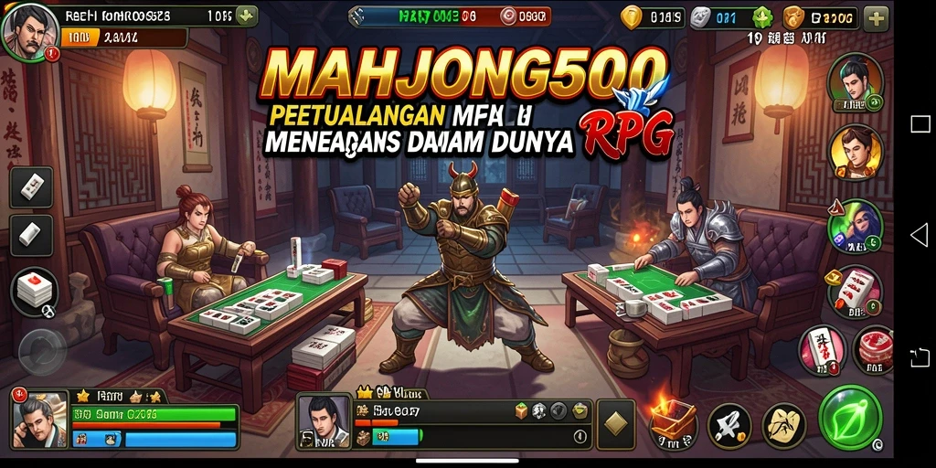 Tampilan mendebarkan dari gameplay RPG dalam MAHJONG500.