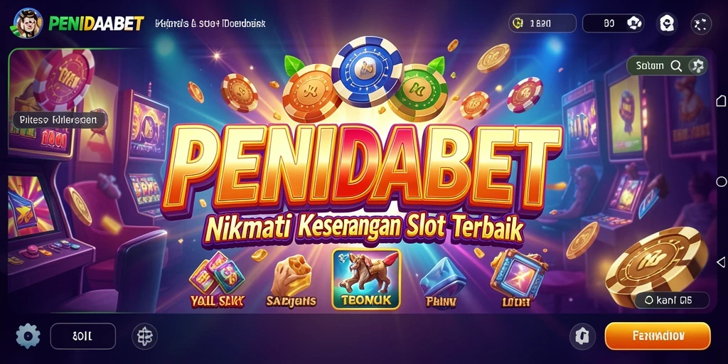 Tangkapan layar gameplay PENIDABET dengan berbagai simbol dan tema slot.