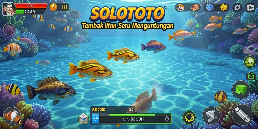 Screenshot utama SOLOTOTO menampilkan aksi seru dalam Tembak Ikan.