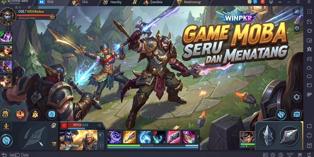 Screenshot gameplay menampilkan aksi pertarungan seru di arena MOBA.
