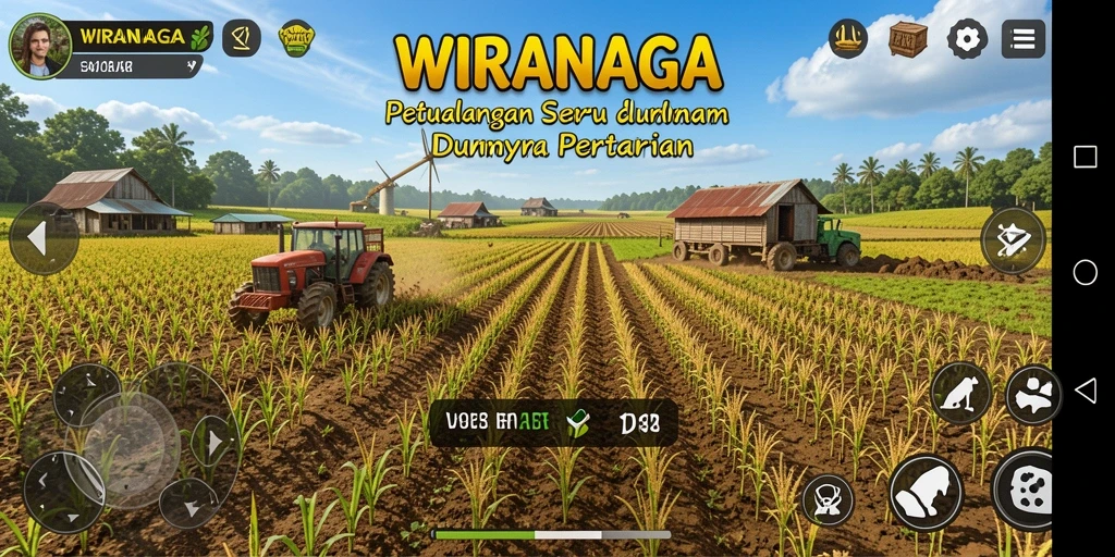 Tampilan gameplay WIRANAGA yang menarik dengan berbagai tanaman yang tumbuh.
